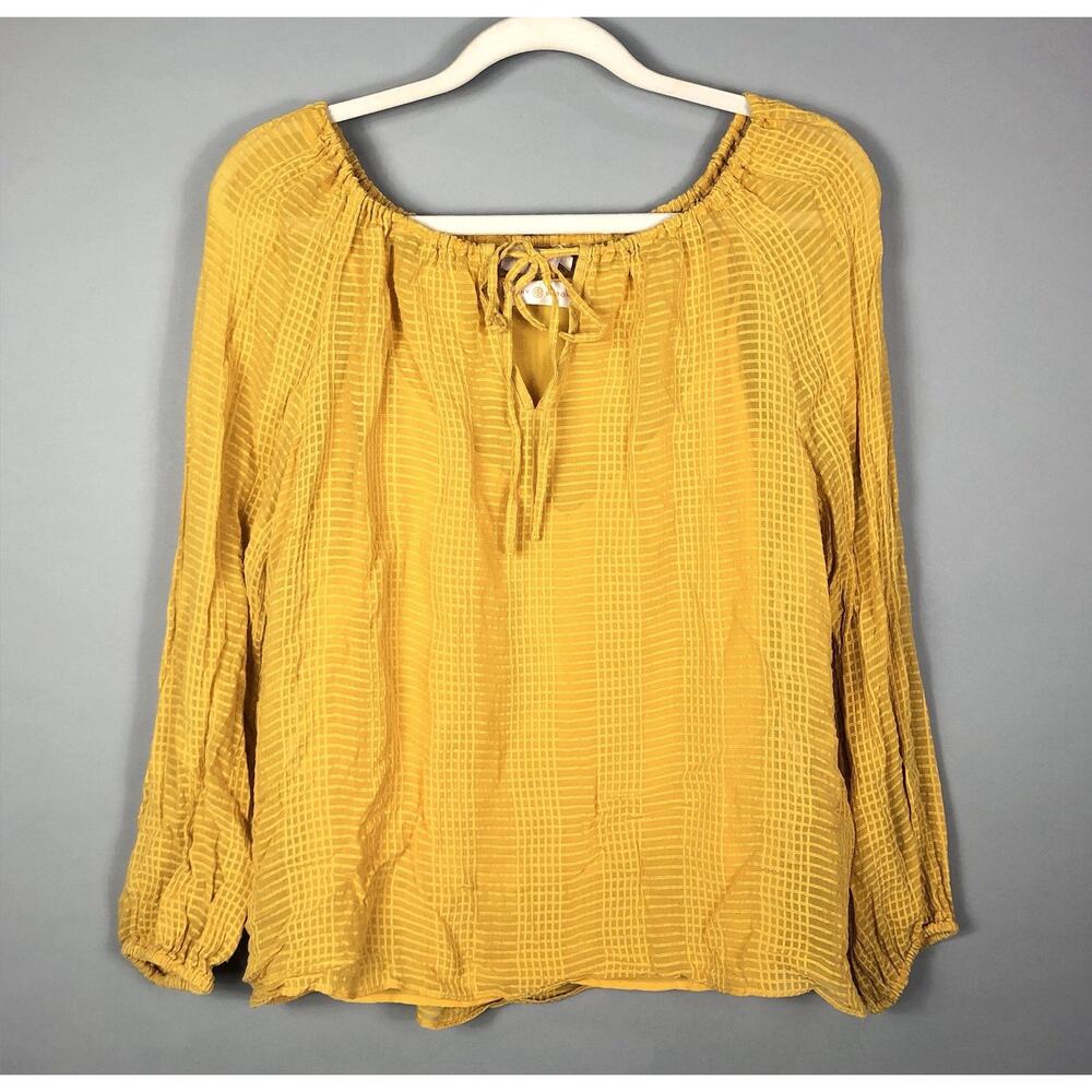Tory Burch Natalie Silk Blouse L Golden Crest Cami Lined Neck Tie Textured - Picture 2 of 8
